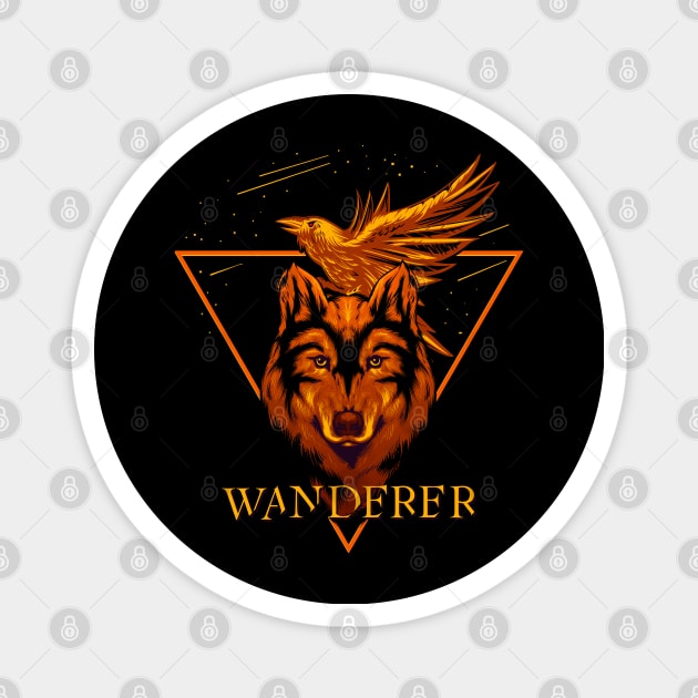 Wanderer wolf and raven design Magnet by IrinaEA